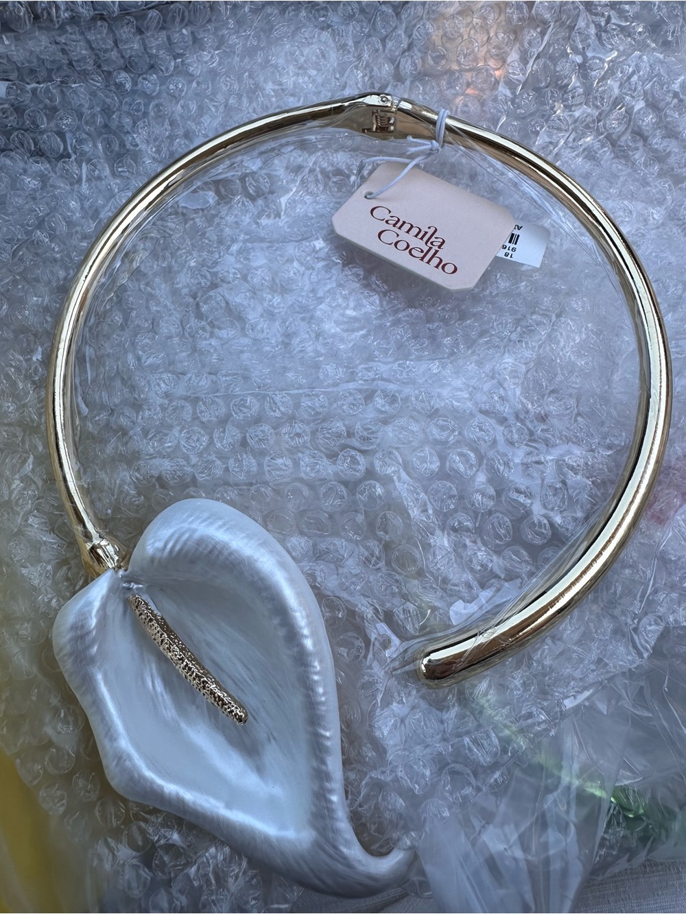 Camila Coelho Two Tones Calla Lily Statement Choker Floral Necklace NWT.